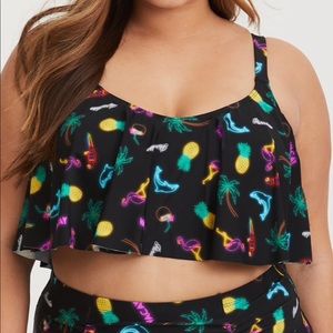 ISO TORRID neon lights flounce bikini top